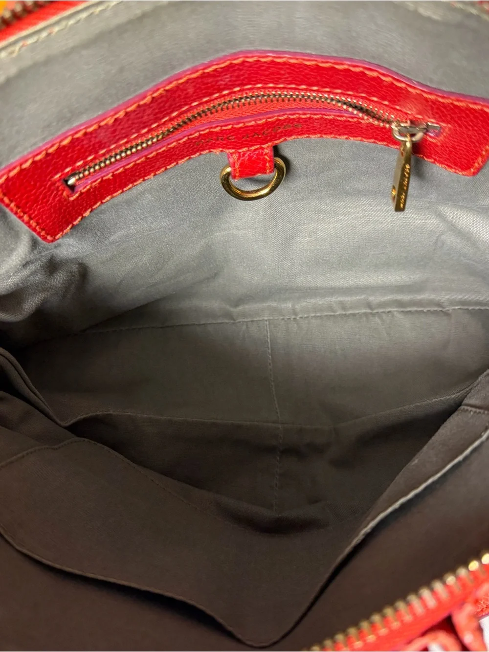 Marc Jacobs Embossed Python Leather Satchel – Coral Red